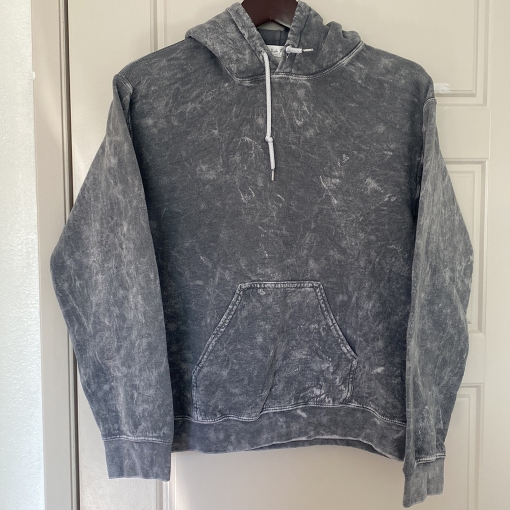 Grey pull over sweater with hoodie size Small
